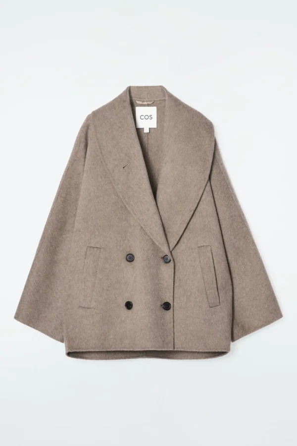 COS DOUBLE-FACED WOOL PEA COAT MOLE Cheap