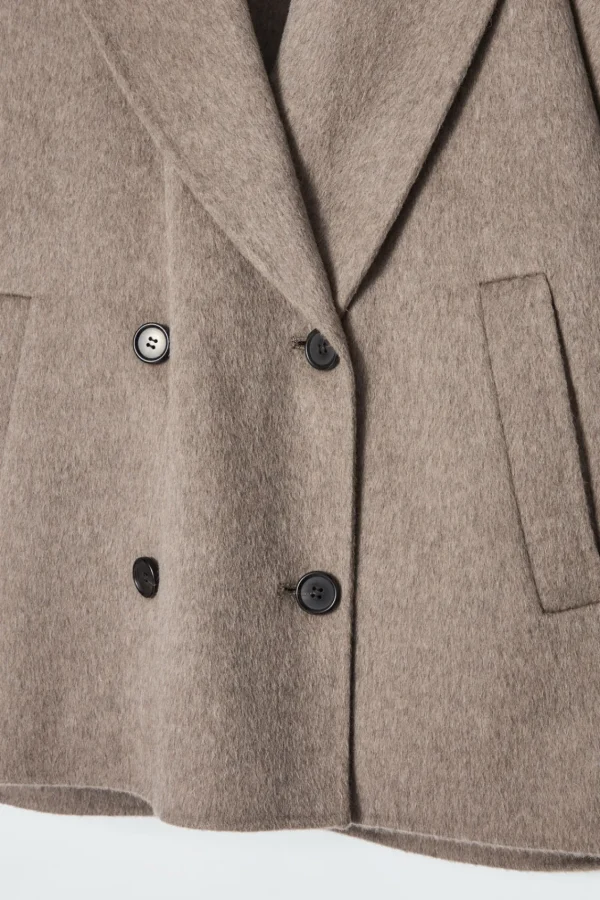 COS DOUBLE-FACED WOOL PEA COAT MOLE Cheap