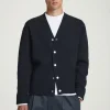 COS DOUBLE-FACED WOOL V-NECK CARDIGAN NAVY Best