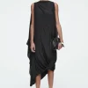 COS DRAPED BALLOON MIDI DRESS BLACK Sale