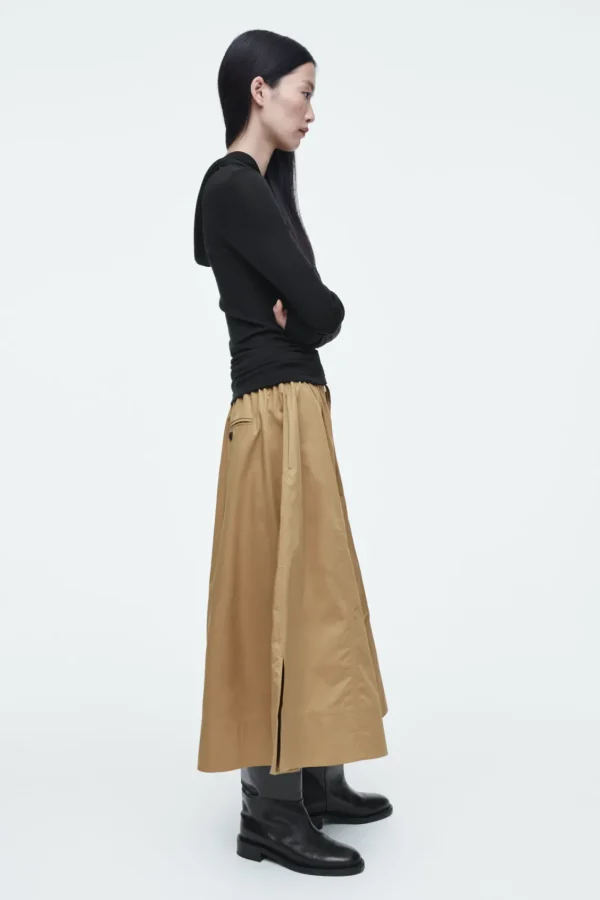 COS DRAWSTRING A-LINE MIDI SKIRT DARK BEIGE Store