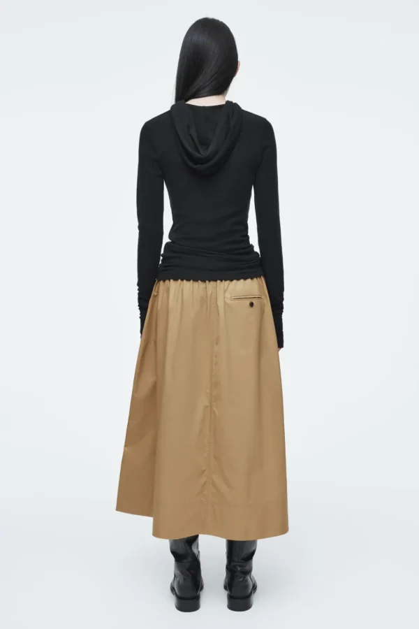 COS DRAWSTRING A-LINE MIDI SKIRT DARK BEIGE Store