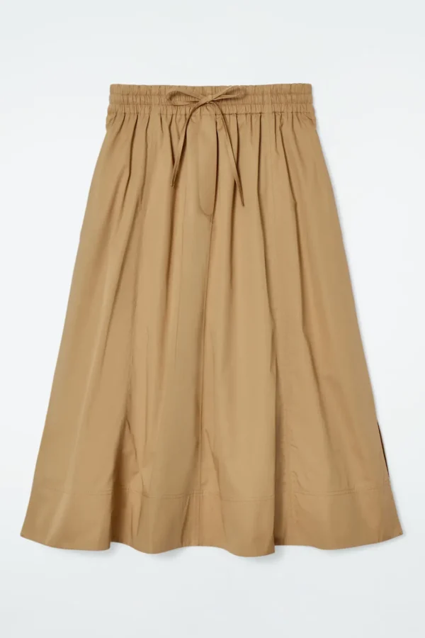 COS DRAWSTRING A-LINE MIDI SKIRT DARK BEIGE Store