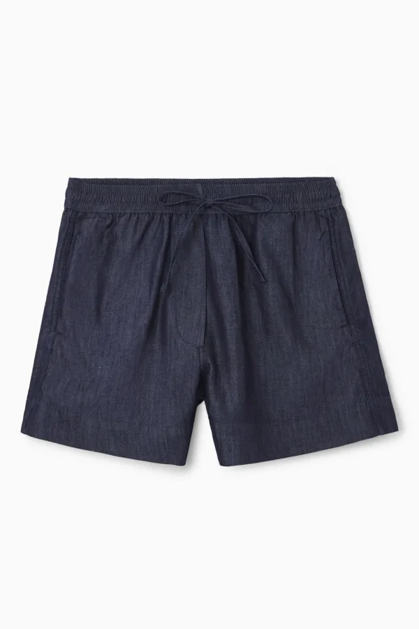 COS DRAWSTRING DENIM SHORTS INDIGO Cheap