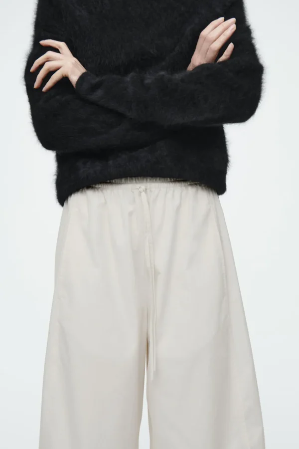 COS ELASTICATED BARREL-LEG PANTS OFF-WHITE Best