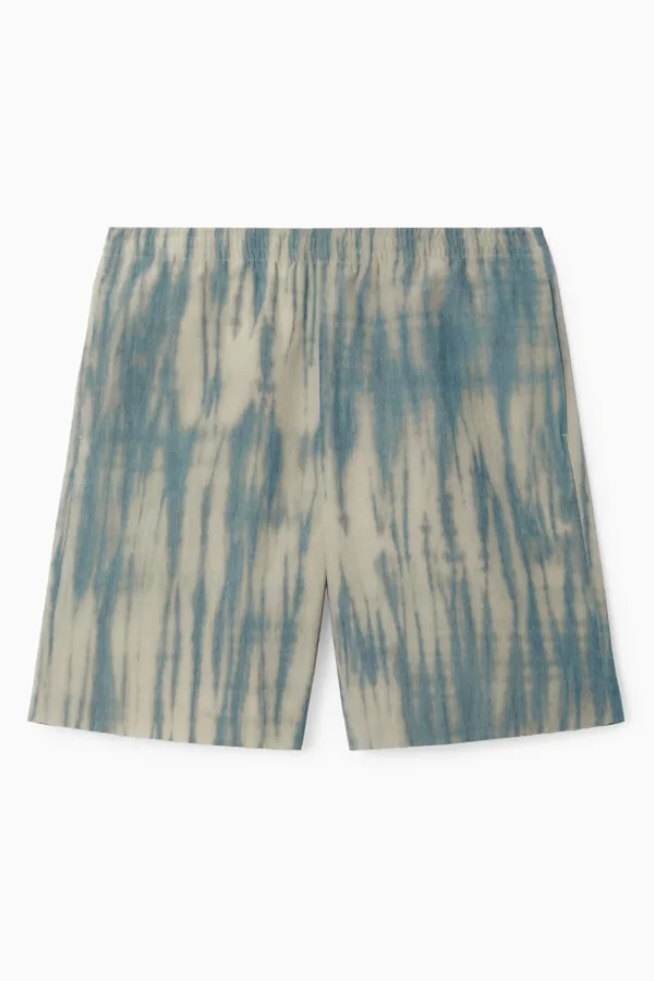 COS ELASTICATED BERMUDA SHORTS BEIGE / BLUE Flash Sale