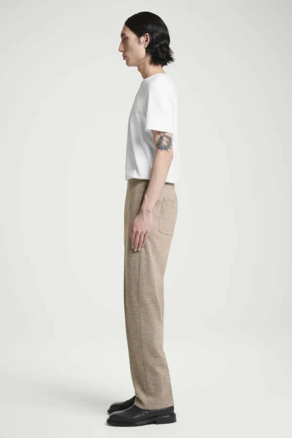 COS ELASTICATED BOILED-WOOL PANTS DARK BEIGE Discount