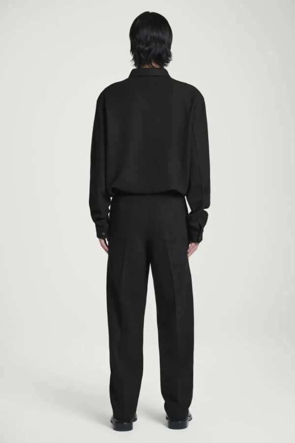 COS ELASTICATED BOILED-WOOL PANTS BLACK New