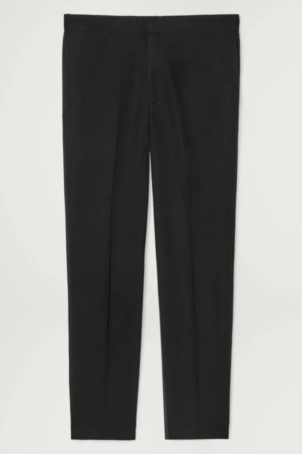 COS ELASTICATED BOILED-WOOL PANTS BLACK New