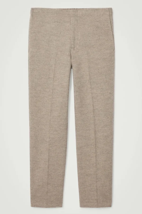 COS ELASTICATED BOILED-WOOL PANTS DARK BEIGE Discount