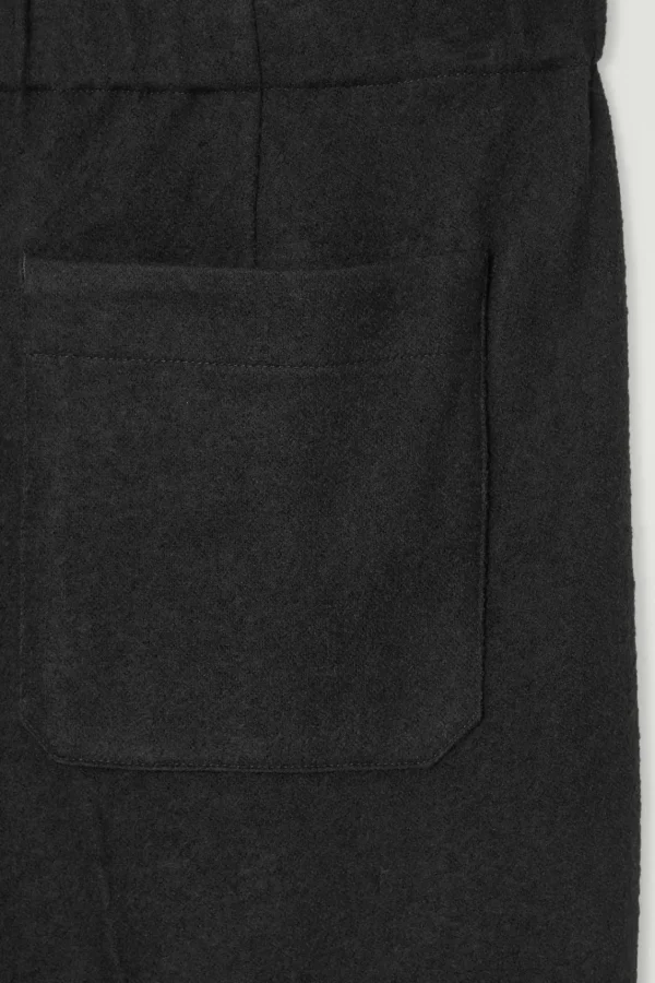 COS ELASTICATED BOILED-WOOL PANTS BLACK New