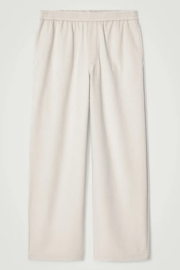 COS ELASTICATED CORDUROY-JERSEY PANTS LIGHT MOLE Cheap