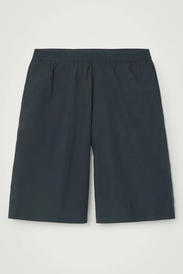 COS ELASTICATED COTTON SHORTS NAVY Discount