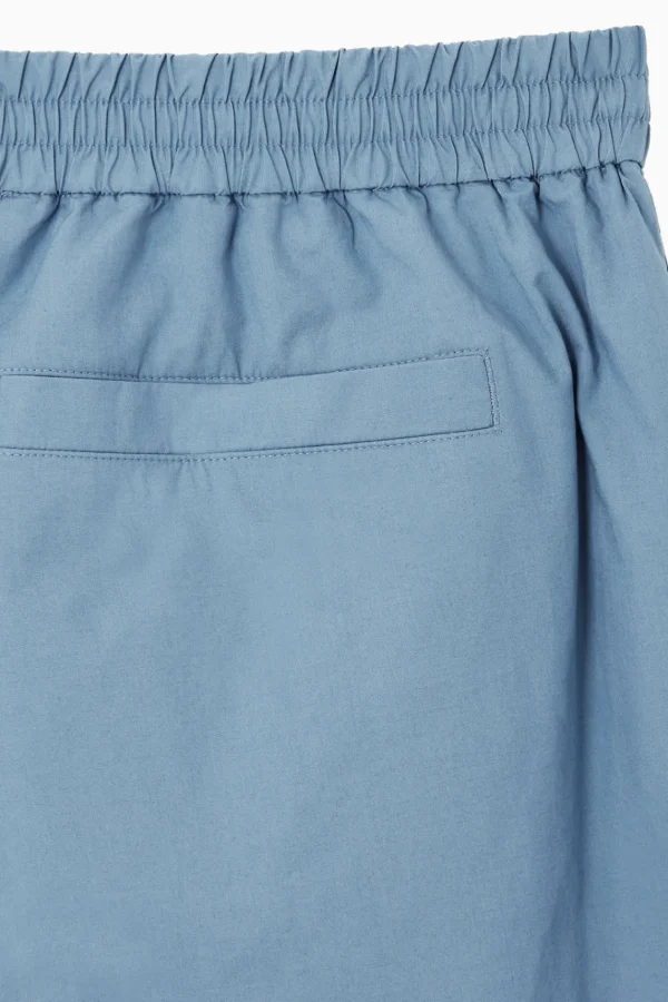 COS ELASTICATED COTTON SHORTS BLUE Flash Sale