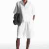 COS ELASTICATED LINEN SHORTS WHITE Discount