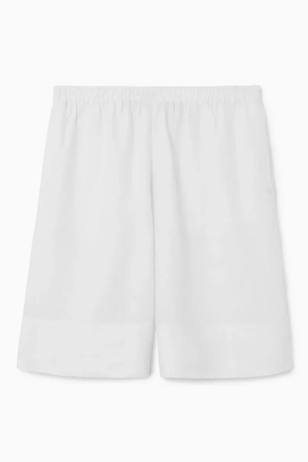 COS ELASTICATED LINEN SHORTS WHITE Discount