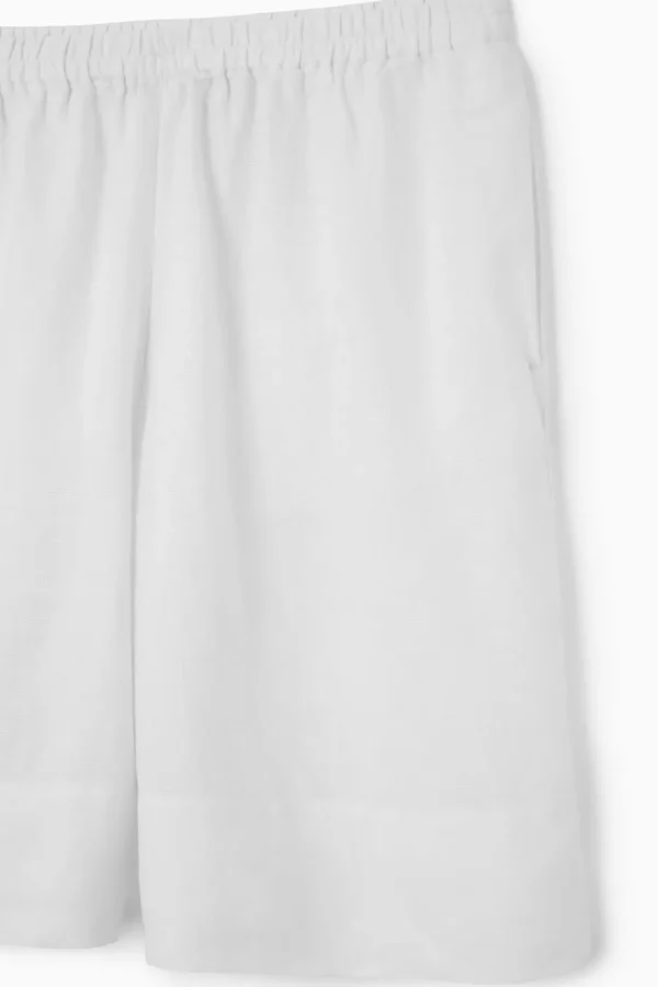 COS ELASTICATED LINEN SHORTS WHITE Discount