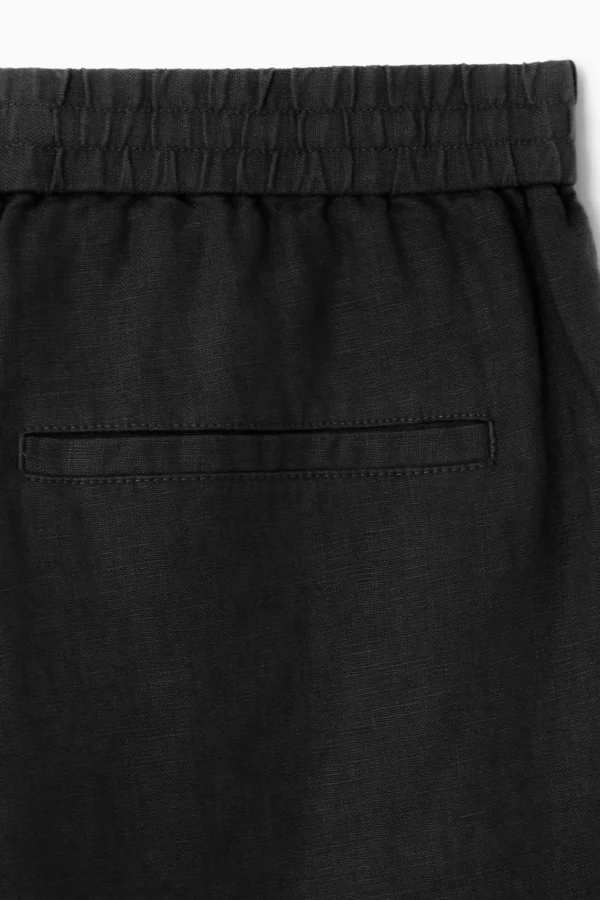 COS ELASTICATED LINEN SHORTS BLACK Clearance