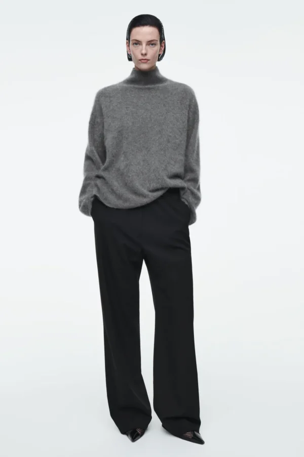 COS ELASTICATED TAILORED WOOL PANTS BLACK Sale