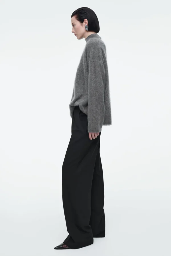 COS ELASTICATED TAILORED WOOL PANTS BLACK Sale