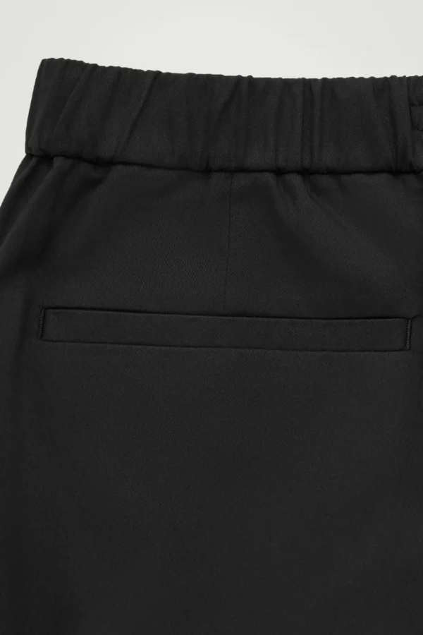 COS ELASTICATED TAPERED TWILL PANTS BLACK Sale