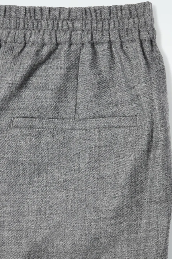 COS ELASTICATED WOOL-FLANNEL PANTS GRAY MÉLANGE Store