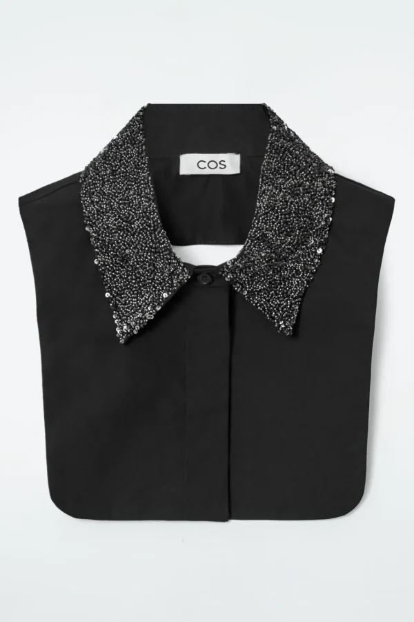 COS EMBELLISHED BIB COLLAR BLACK Best Sale