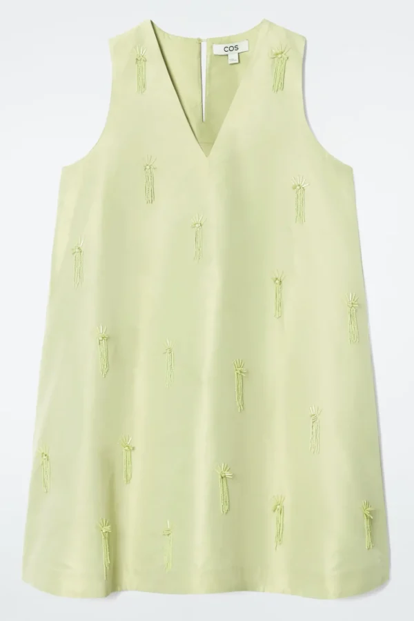 COS EMBELLISHED MINI SHIFT DRESS PALE GREEN Online