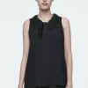 COS EMBELLISHED RACER-NECK TOP BLACK Cheap