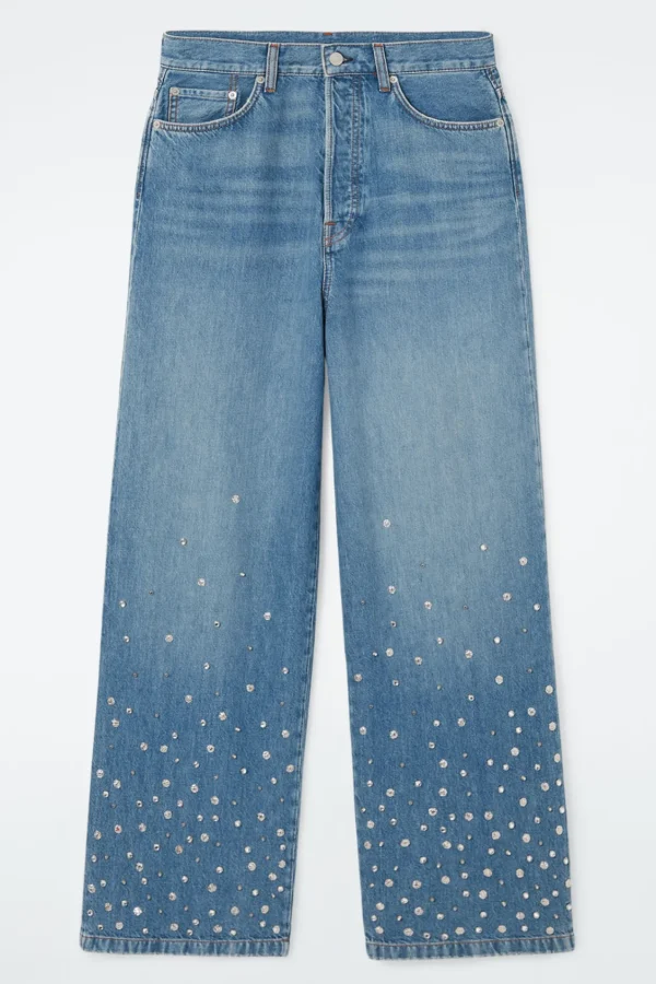 COS EMBELLISHED RELAXED JEANS MID BLUE Flash Sale