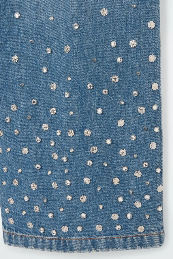 COS EMBELLISHED RELAXED JEANS MID BLUE Flash Sale