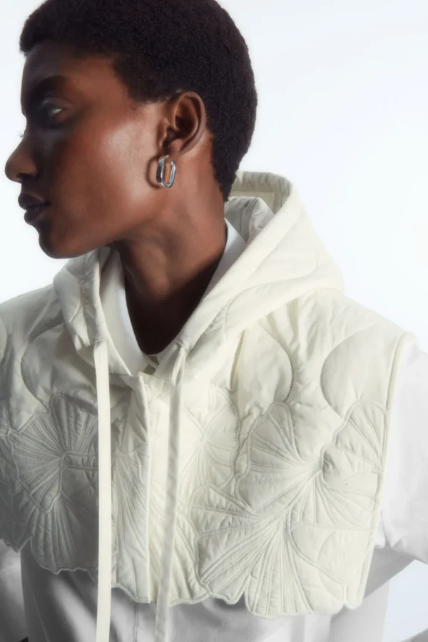 COS EMBROIDERED QUILTED HOOD OFF-WHITE Clearance