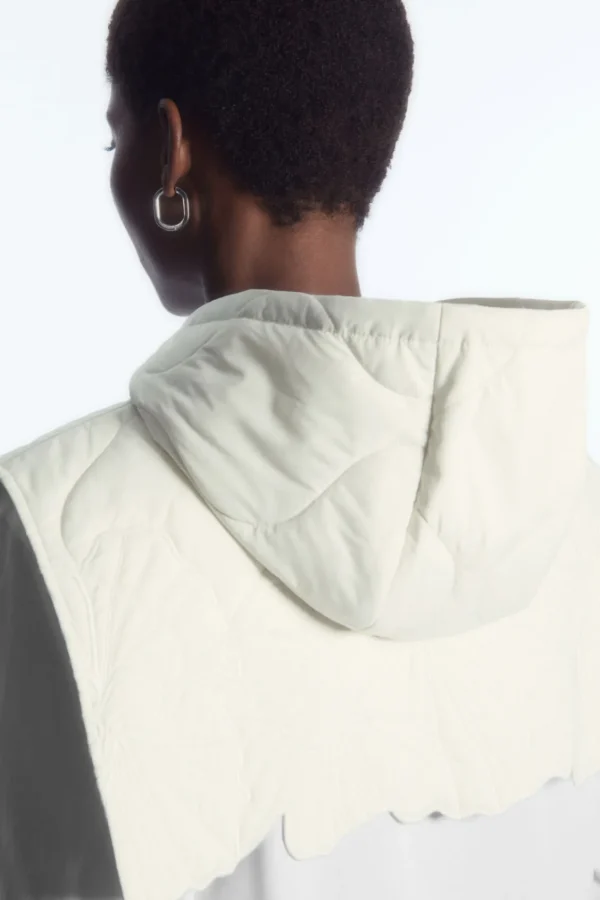 COS EMBROIDERED QUILTED HOOD OFF-WHITE Clearance