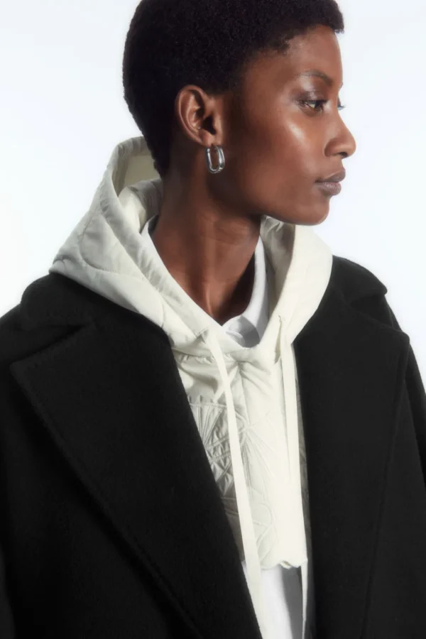 COS EMBROIDERED QUILTED HOOD OFF-WHITE Clearance