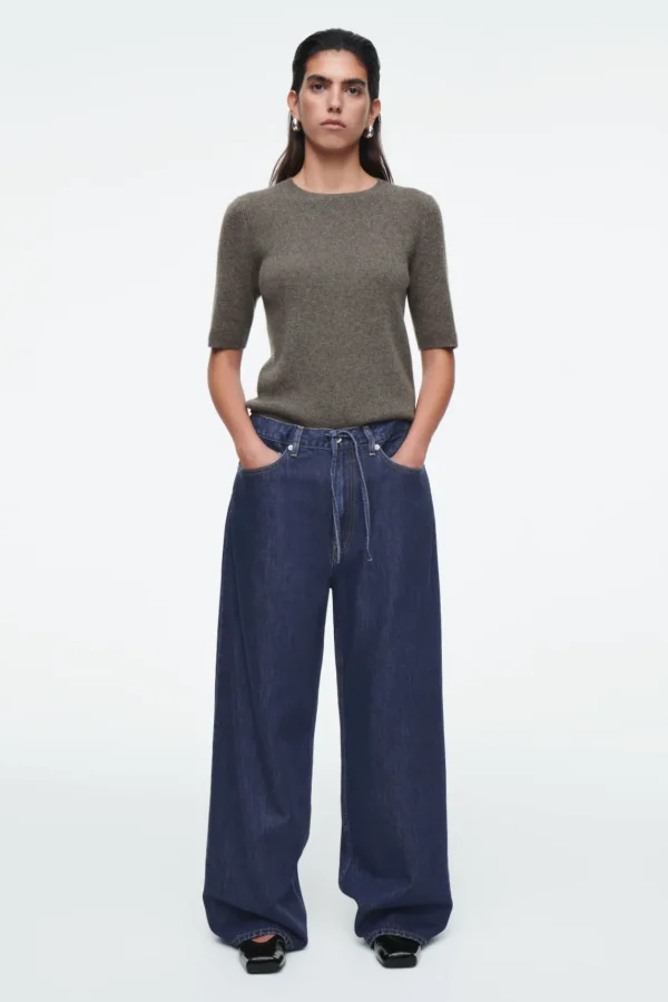 COS EXTRA WIDE-LEG DRAWSTRING DENIM PANTS BLUE Best