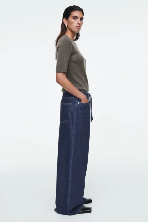 COS EXTRA WIDE-LEG DRAWSTRING DENIM PANTS BLUE Best