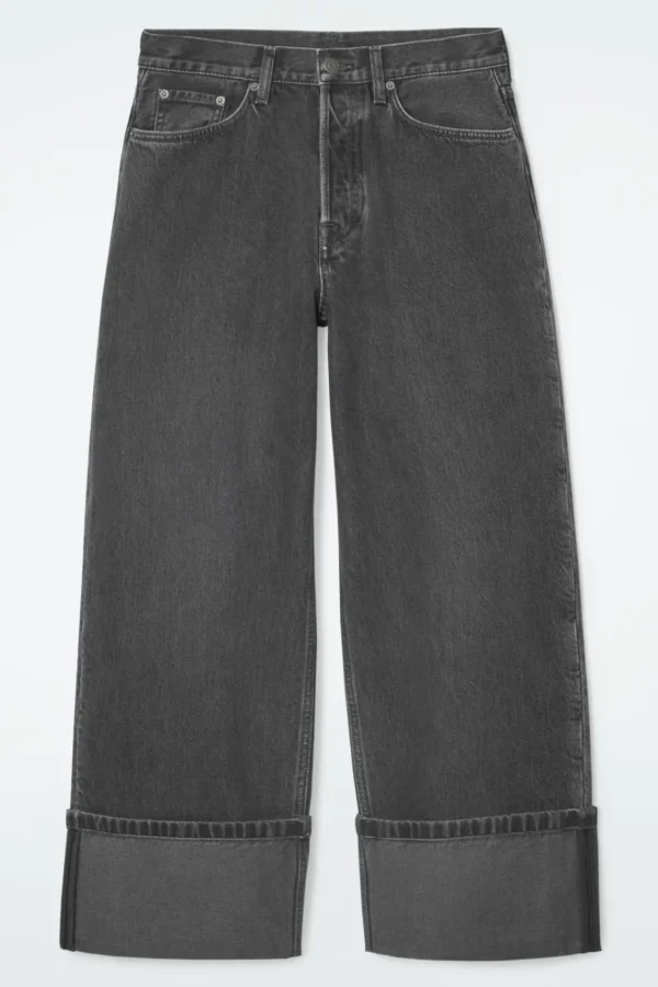 COS FACADE TURN-UP STRAIGHT-LEG JEANS BLACK Outlet