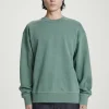 COS FADED MOCK-NECK SWEATSHIRT GREEN Outlet