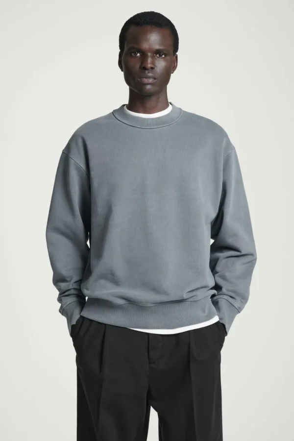 COS FADED MOCK-NECK SWEATSHIRT WASHED BLACK Outlet