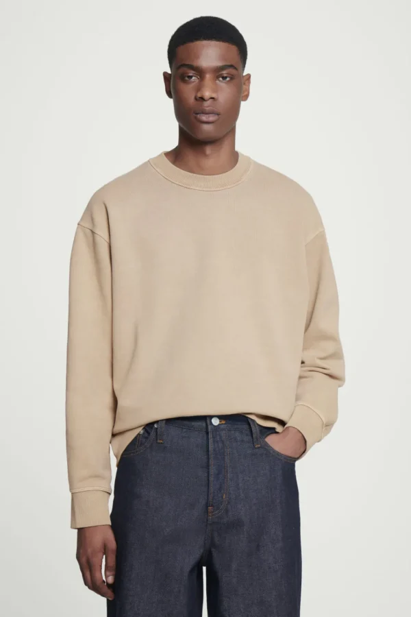 COS FADED MOCK-NECK SWEATSHIRT BEIGE New