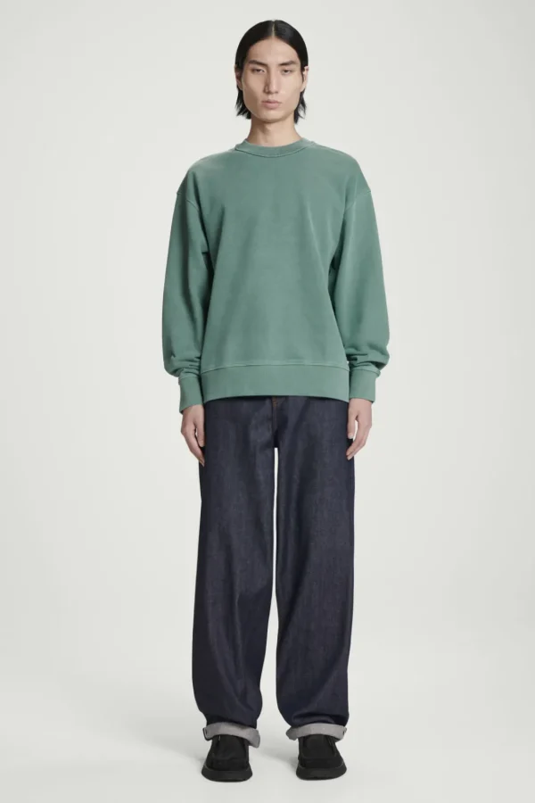 COS FADED MOCK-NECK SWEATSHIRT GREEN Outlet