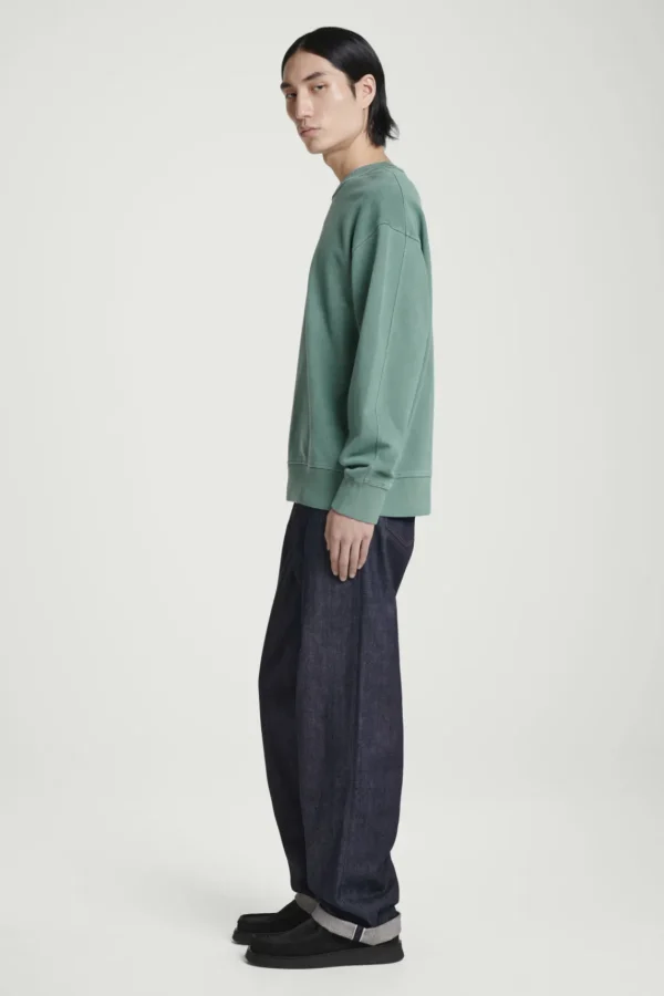 COS FADED MOCK-NECK SWEATSHIRT GREEN Outlet