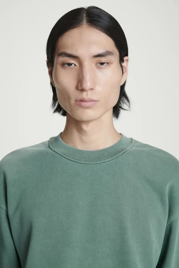 COS FADED MOCK-NECK SWEATSHIRT GREEN Outlet