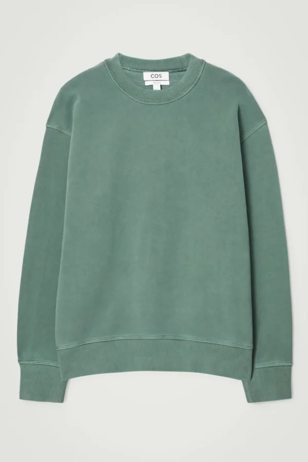 COS FADED MOCK-NECK SWEATSHIRT GREEN Outlet