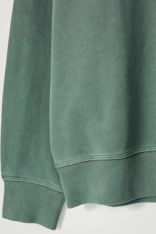 COS FADED MOCK-NECK SWEATSHIRT GREEN Outlet