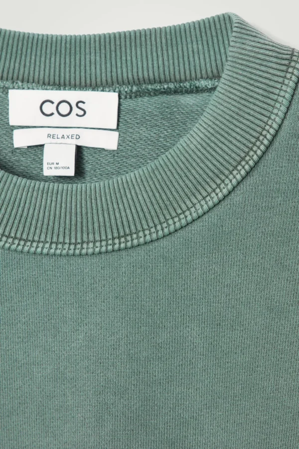 COS FADED MOCK-NECK SWEATSHIRT GREEN Outlet