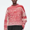 COS FAIR ISLE WOOL AND CASHMERE SWEATER RED / CREAM Cheap