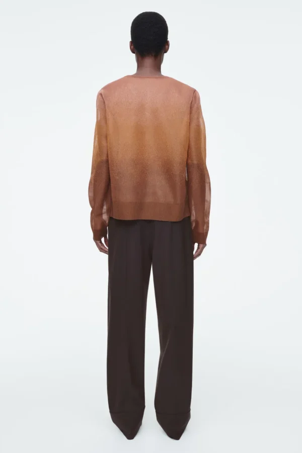 COS FINE-KNIT OMBRÉ CARDIGAN BROWN Flash Sale