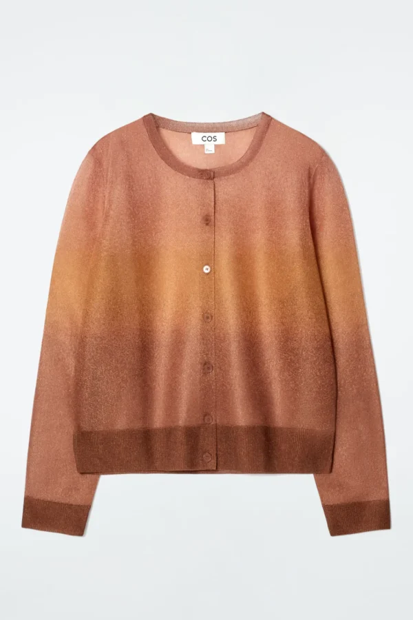 COS FINE-KNIT OMBRÉ CARDIGAN BROWN Flash Sale