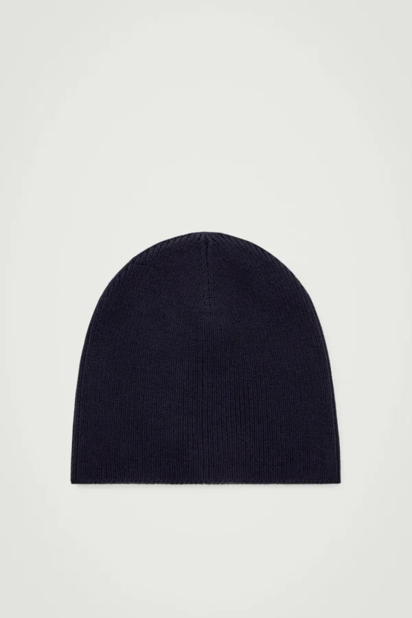 COS FITTED MERINO WOOL BEANIE NAVY Online